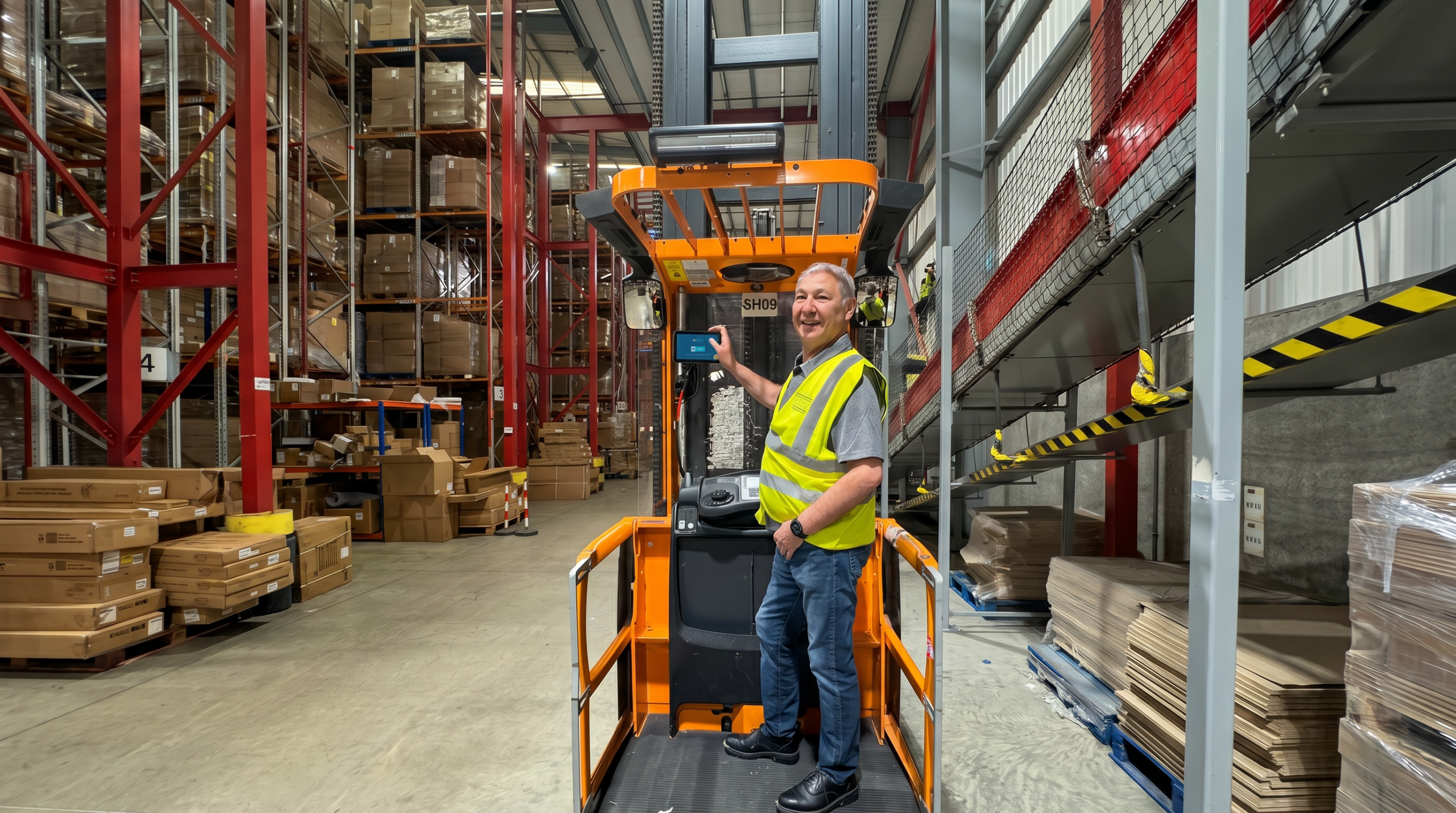 Blog 1 Image 1 Forklift operator authenticating with individual PIN at warehouse access terminal — PUWER compliance